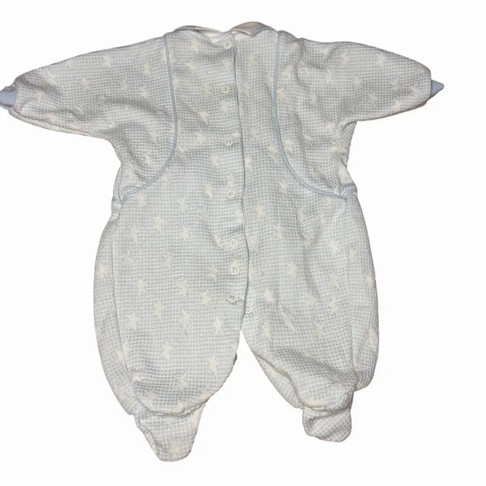 Vintage Baby Dior Footed Romper Medium 12-17 Lbs Blue Airplane Bunny Sleepsuit